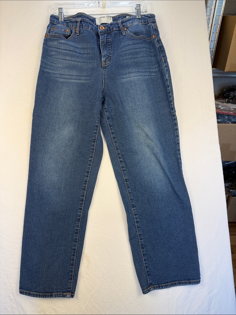 Anne Klein Blue Straight-Leg Denim Jeans Sz 12